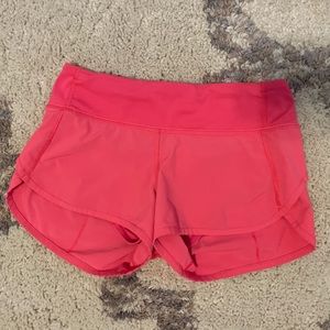 Bright pink lululemon speed up shorts!